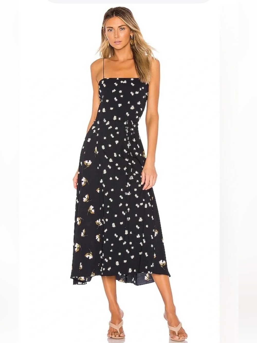 Vince Mixed Ditzy Hibiscus Floral Midi Dress